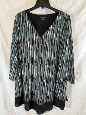 Catherines Women’s NWT 3X Green & Black Striped Blouse